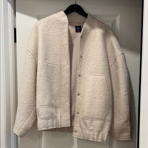 Zara boucle bomber jacket